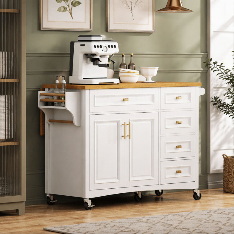 52 " W Kitchen Cart, Blanc