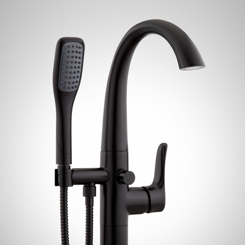 Robinet de baignoire autoportant Provincial - avec valve brute, Noir mat