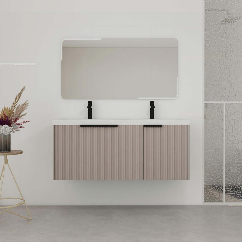 Meuble-lavabo moderne avec plusieurs fonctionnalités avancées pour un rangement et un style améliorés, Noir, Kaki