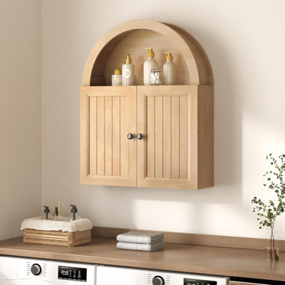 Arched Bathroom Wall Cabinet, Oak