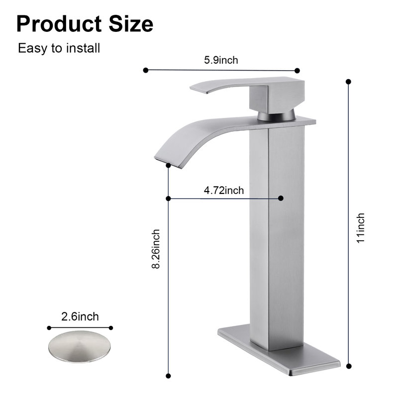 Single-handle Bathroom Faucet with Drain Assembly, Brushed Nickel