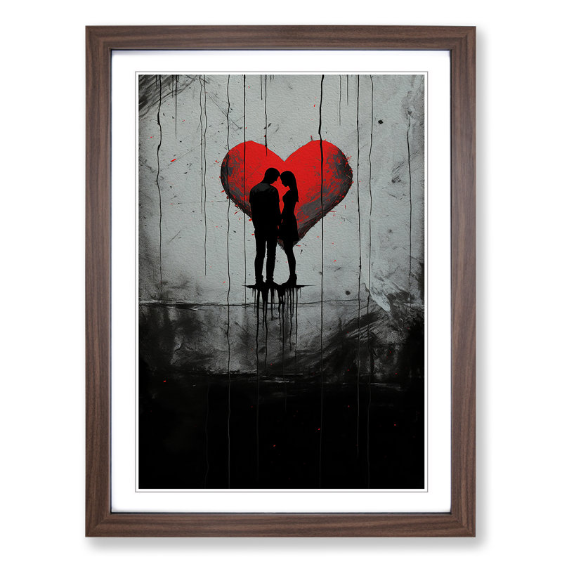 Lovers Minimalism No.2 - Single Picture Frame Print on Wood, Walnut Framed, 64cm H x 46cm W x 2cm D