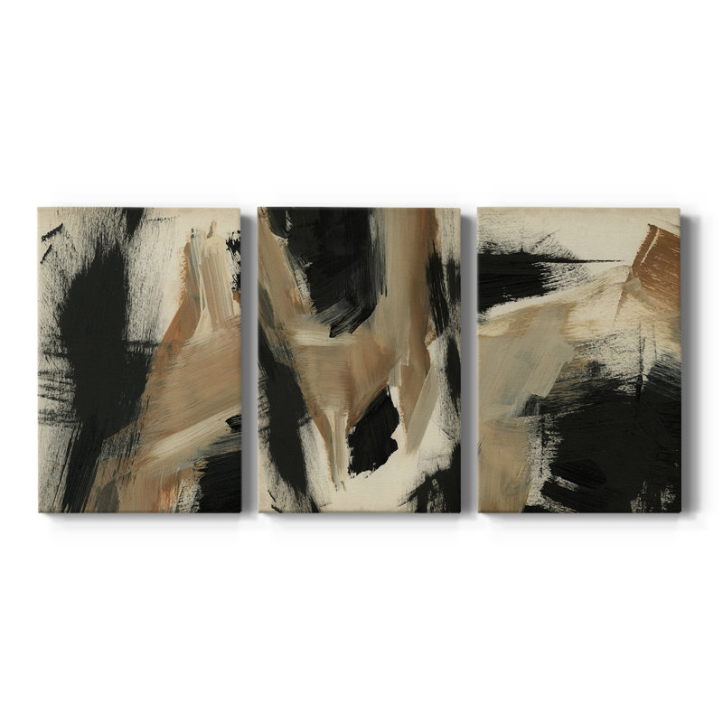 Baked Paintstrokes I - Toile tendue sur mesure avec châssis - 3 pièces, H 12 po x l 24 po
