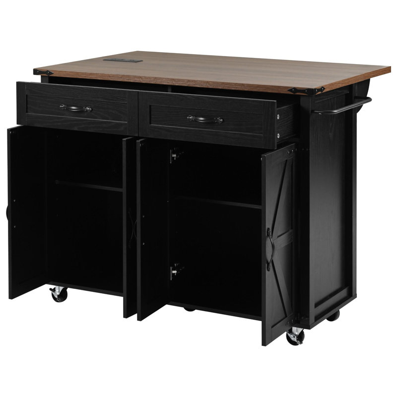 Jamera 53.5'' Kitchen Island, Black