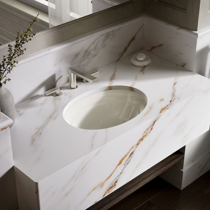 Serif Metal Oval Undermount Bathroom Sink, Suede