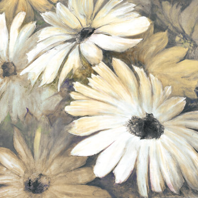 Neutral Daisy 1 Piece Wrapped Canvas Painting