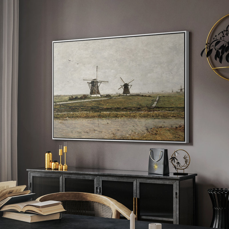 " Vintage Landscape- CMXXXI ", White Framed Canvas, 27" H x 41" W x 2'' D