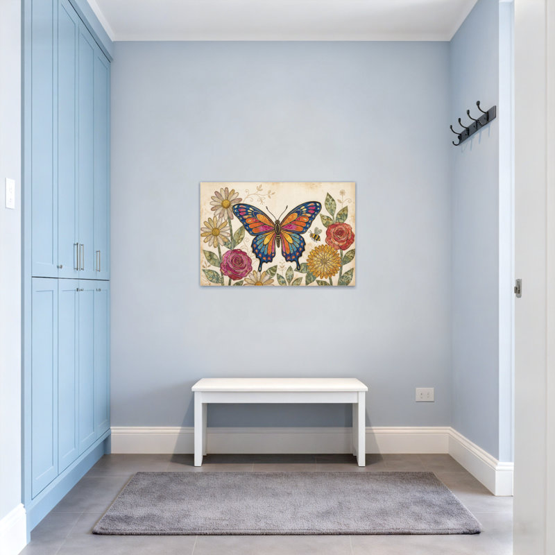 Animaux, art floral sur toile, jardin de papillons, H 12 po x l 18 po