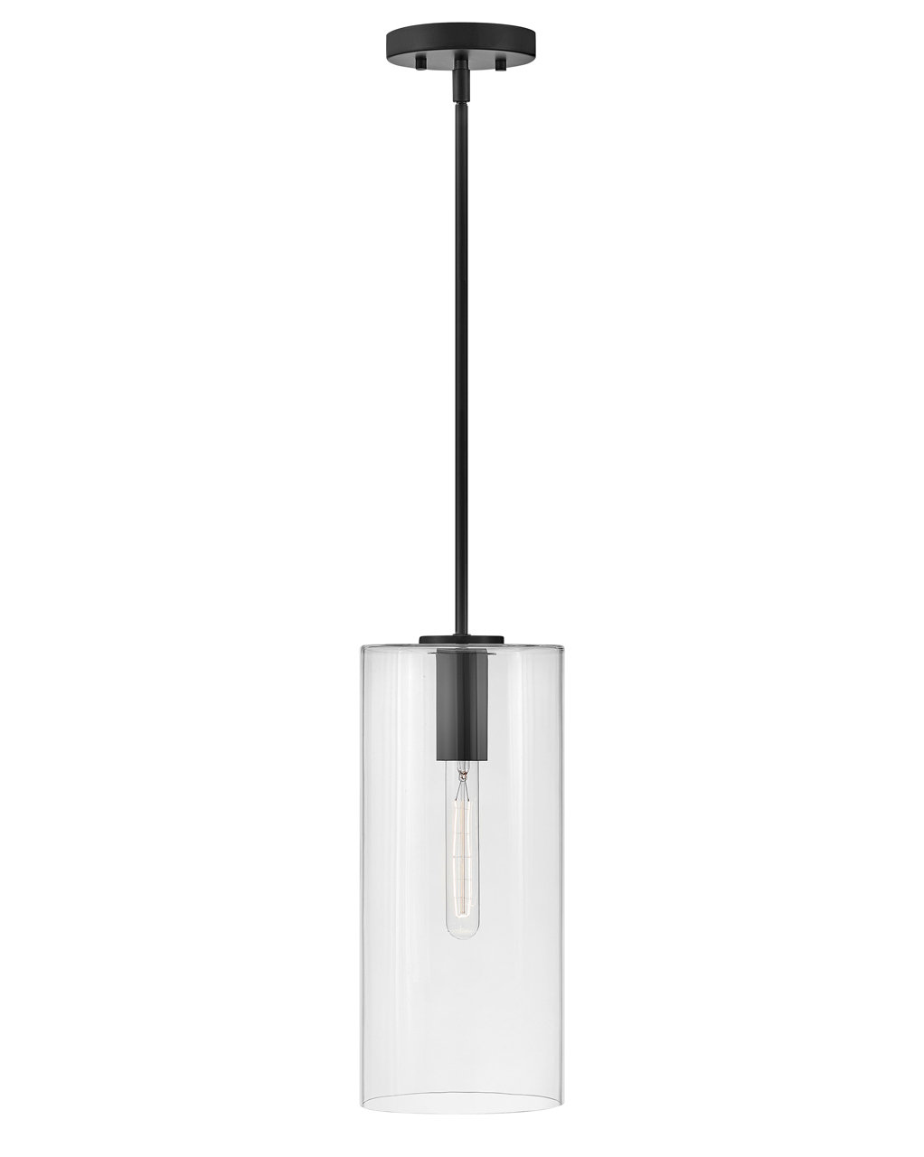 Keaz Single Light Glass Dimmable Pendant, Black