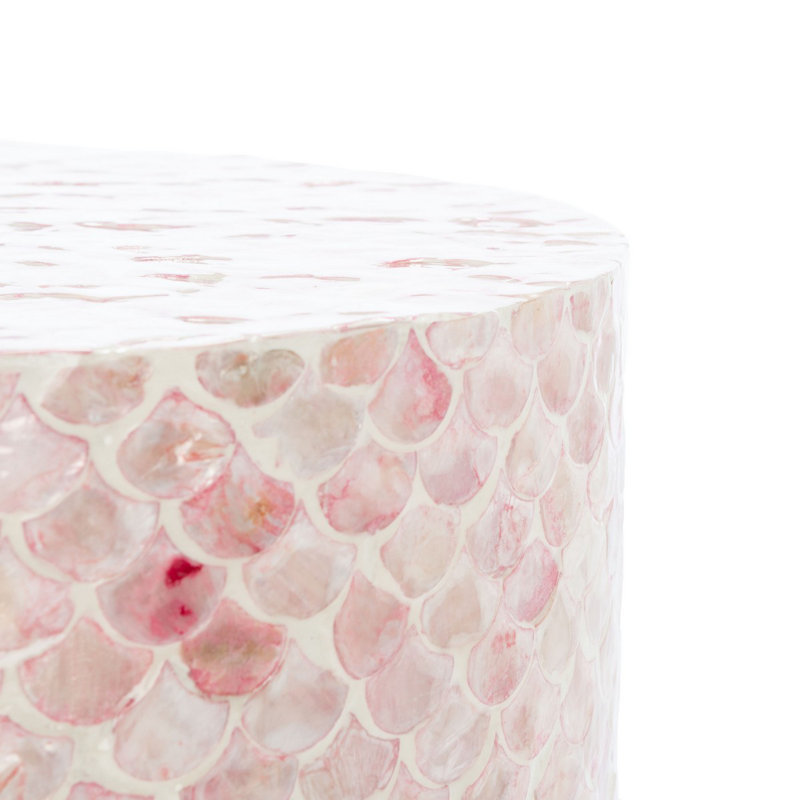 Table d'appoint ronde de 14 pouces à motif écailles de poisson, élégante table de bout rose foncé pour tout décor