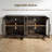 55" W  Rustic Display Buffet Cabinet With Arched Glass Doors, Modern Buffet Sideboard Coffee Bar Cabinet With Storage And Adjustable Shelves,For Kitchen,Living Room And Entryway-1892778928