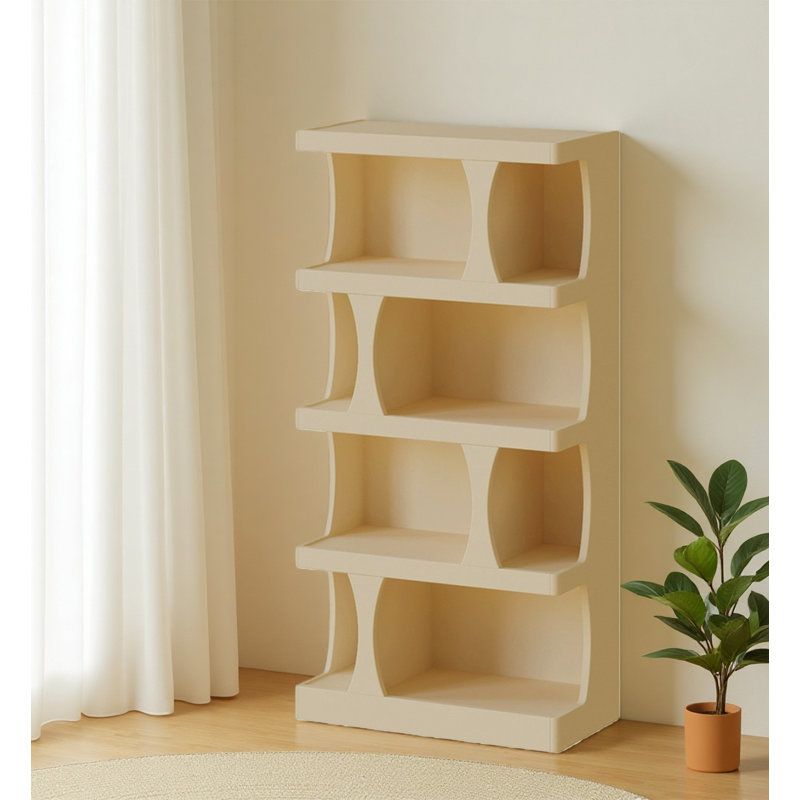 Étagère ouverte pratique en bois massif asymétrique, Crème