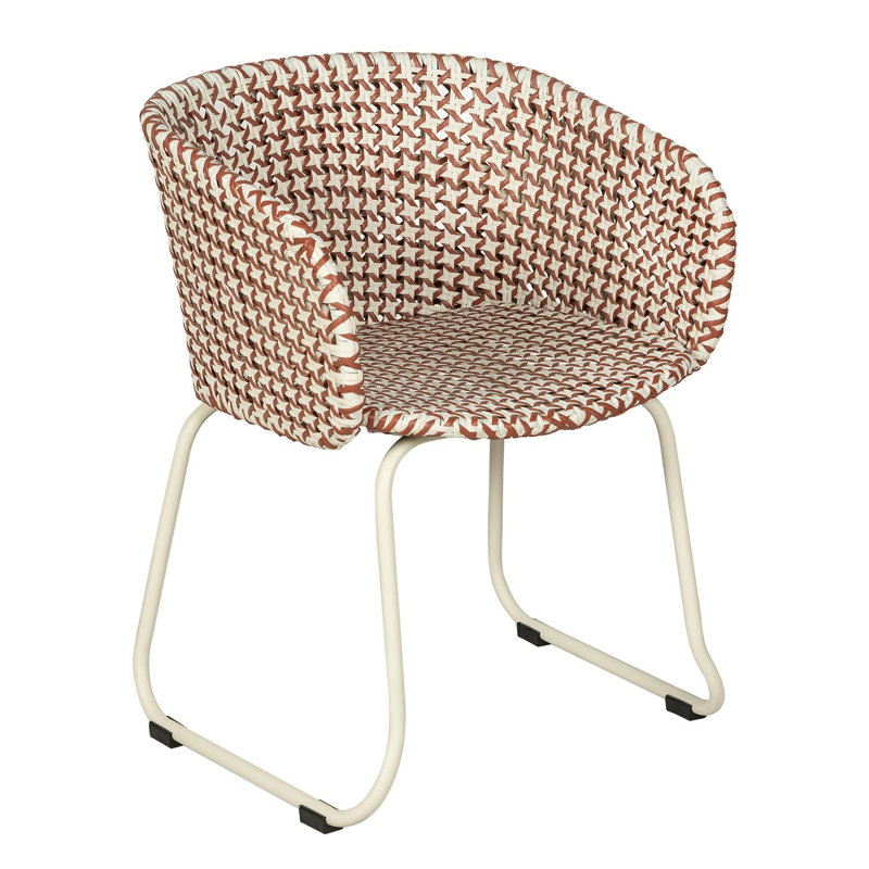 Fauteuil d'extérieur en rotin tissé Luna, Red/White Seat/White Frame