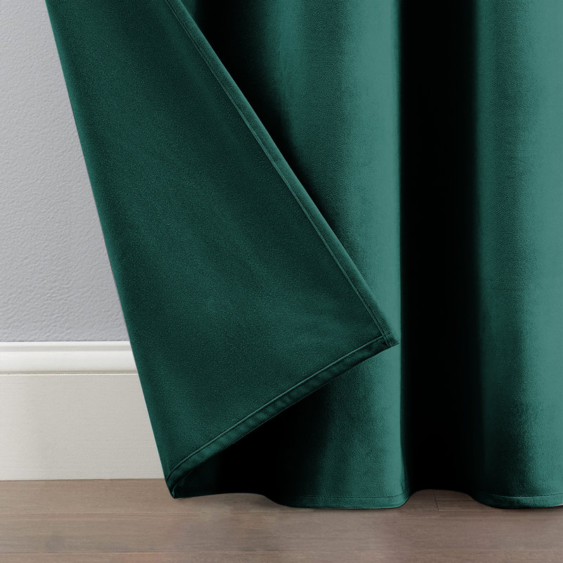 Panola Crushed Velvet Eyelet Sheer Curtains, Green Emerald, 168 W x 228 D cm