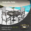 Table de salle à manger ronde pour l'extérieur durable pour 6 à 7 personnes, avec trou pour parasol et finition grès élégante-1404656006-1404656007
