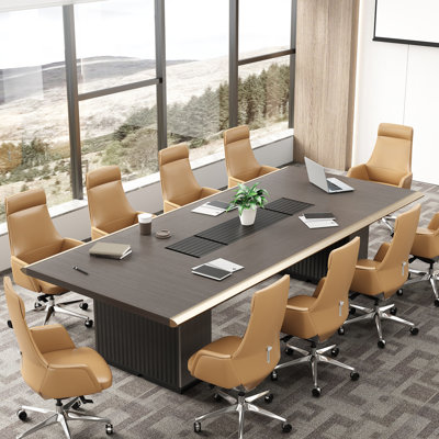 Table de conférence moderne avec gestion des câbles intégrée