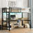 Metal  Loft Bed  with Power Outlet and LED Lighted, Space-Saving, Noise Reduced, Black-2121585897