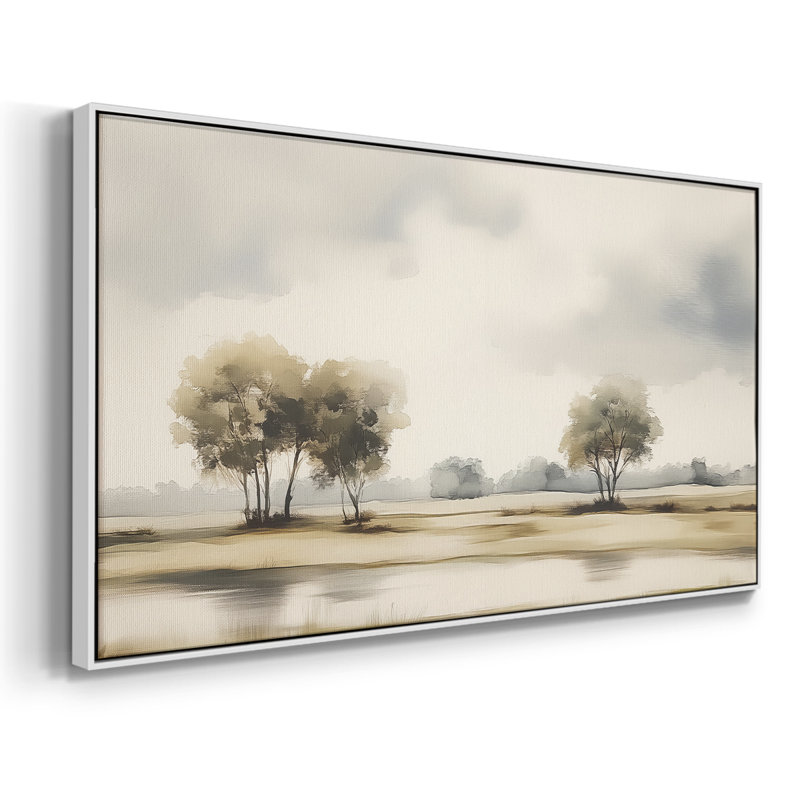 Paysage, série CLCL-XXVII, toile tendue avec châssis, prête à être accrochée, H 21 po x l 41 po, Blanc