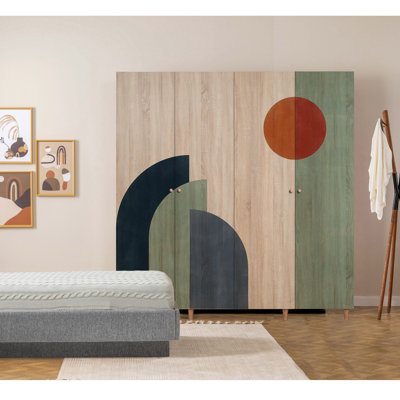 Berend 4 Door Manufactured Wood Wardrobe