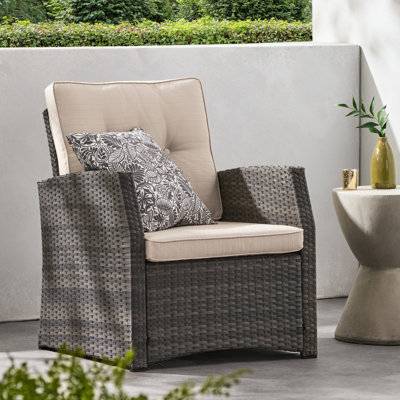 Grey Outdoor Single With Pe And Iron, Removable Button - Cushions, 27.29 In Width Comfortable Featuring , Iron Frame,