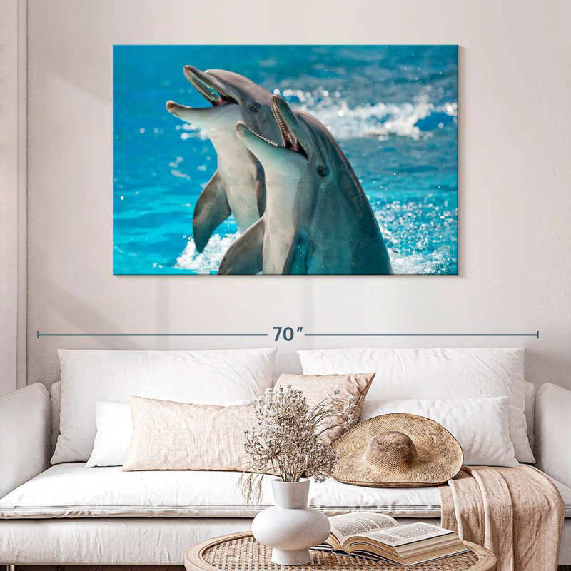 Excited Dolphins, 32" H x 48" W