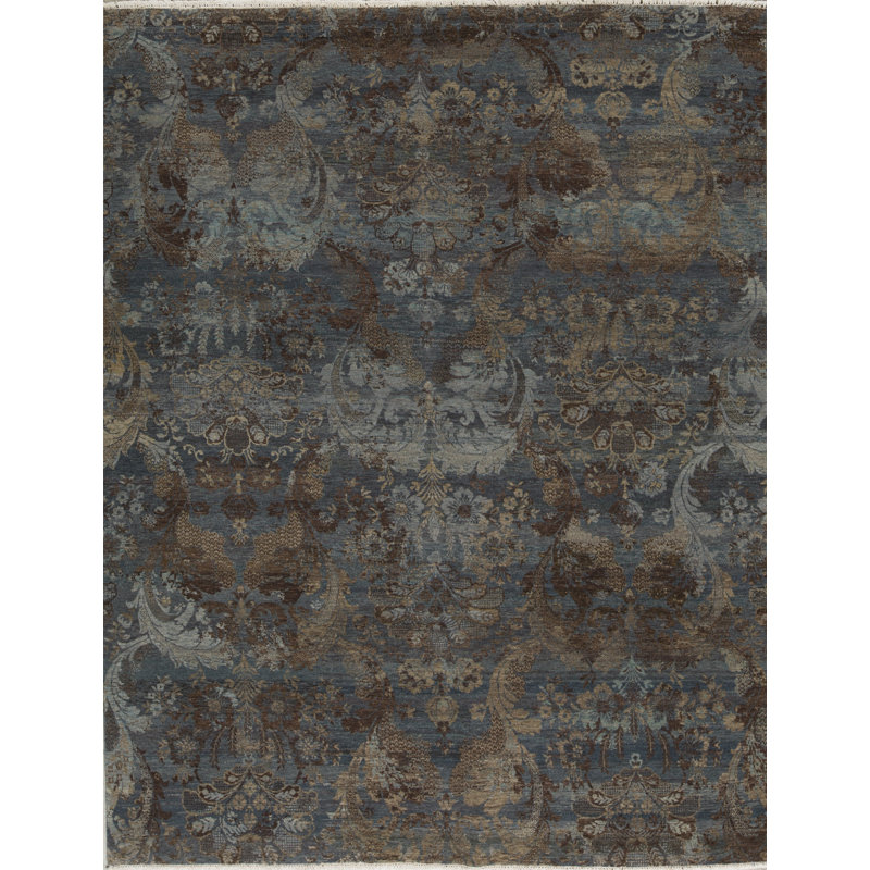 Hand-Knotted High-Quality Blue and Brown Area Rug