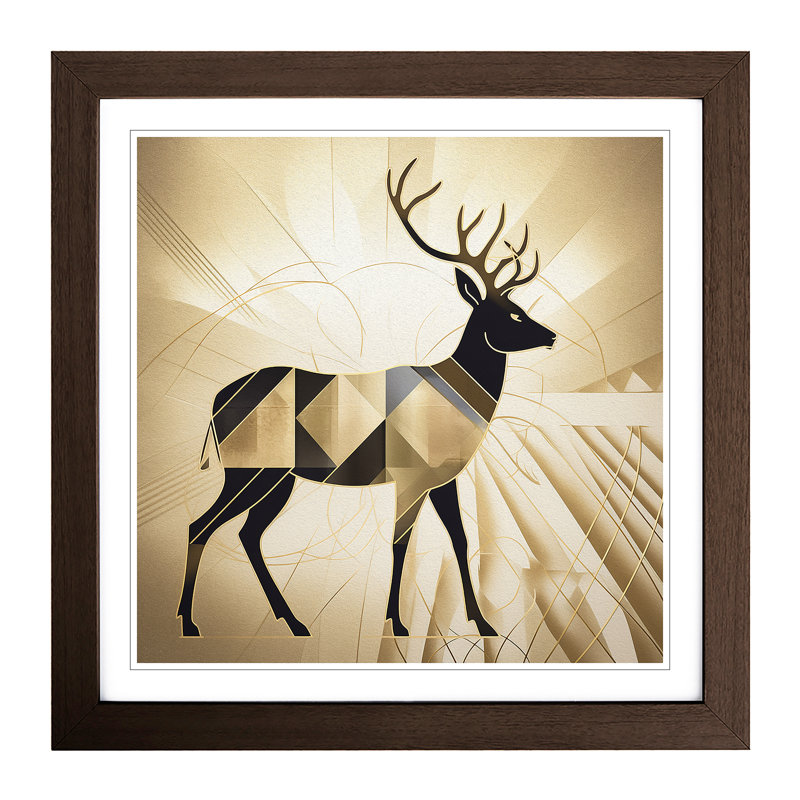 Deer Art Deco - Framed Print, Walnut