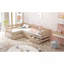 Lit plateforme simple en forme de L avec trois tiroirs de rangement-118098517