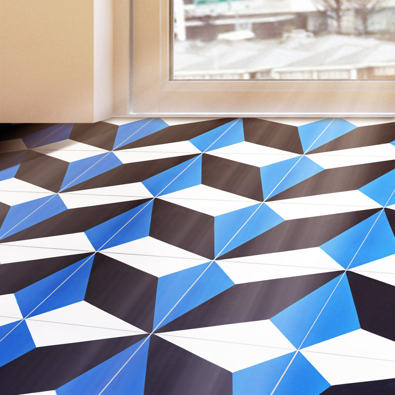 Diamond 8 in. x 8 in. Tile, Blue/Black