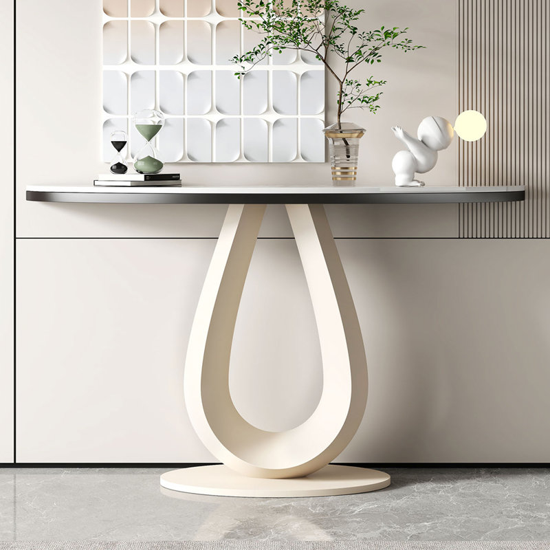 Console Table, White, 31.5" H x 31.5" W x 11.8" D
