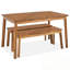 Ensemble de salle à manger 3 pièces en bois avec 2 bancs