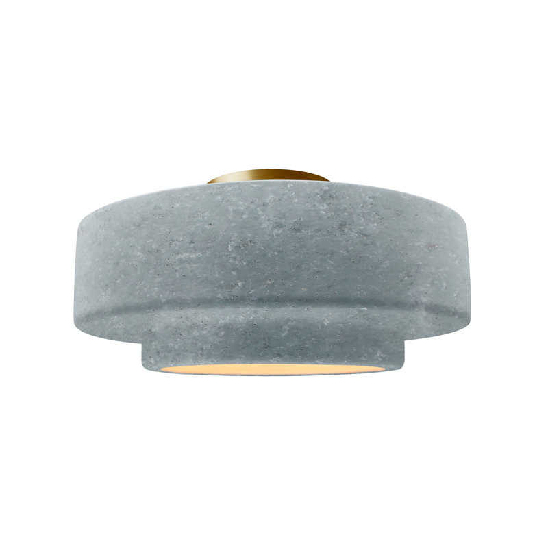 Plafonnier semi-encastré Radiance, H 7,25 po x l 14,5 po x P 14,5 po, Laiton brossé, Béton