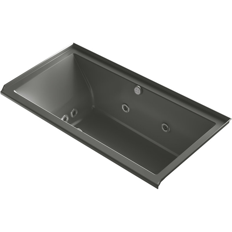 Underscore Rectangle 60-In X 30-In Heated Bubblemassage Air Bath With Whirlpool, Alcove, Right Drain, Right, Thunder Gray