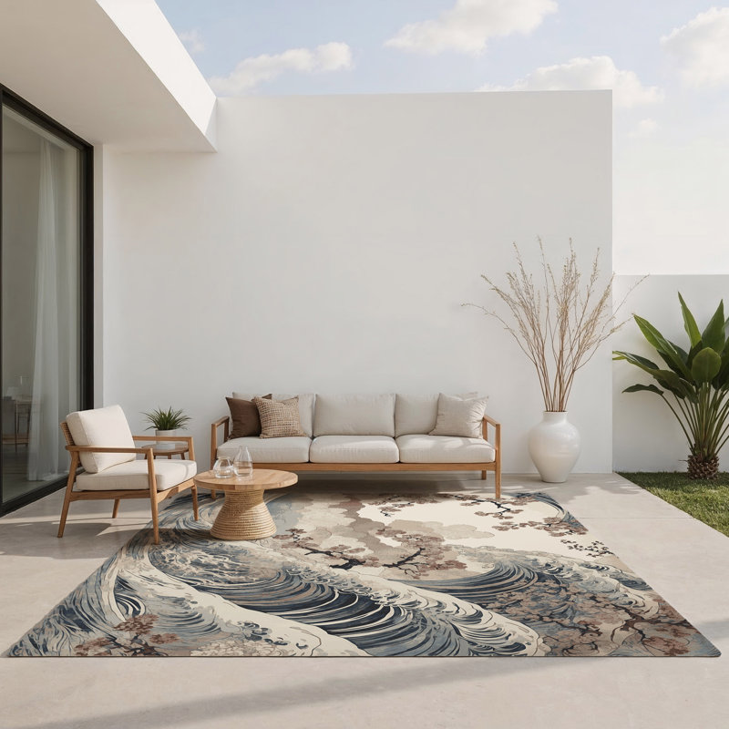 Sakura Flow Indoor And Outdoor Area Rug, Rectangle 9' x 12'