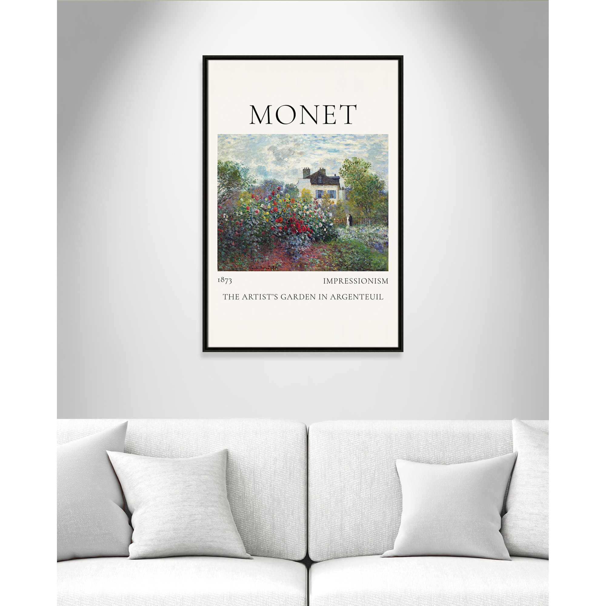 Artists Garden in Argenteuil Print by Claude Monet, Espresso Floater Frame, 37.5" H x 25.5" W x 2" D, No