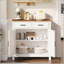 Armoire de rangement Modern Farmhouse avec 2 tiroirs et 2 portes, polyvalente pour le salon et la salle à manger, blanc