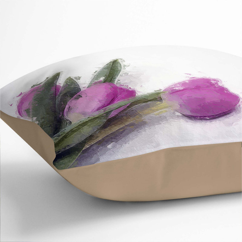 Floral Square Cushion, 40cm H x 40cm W x 15cm D, Stone