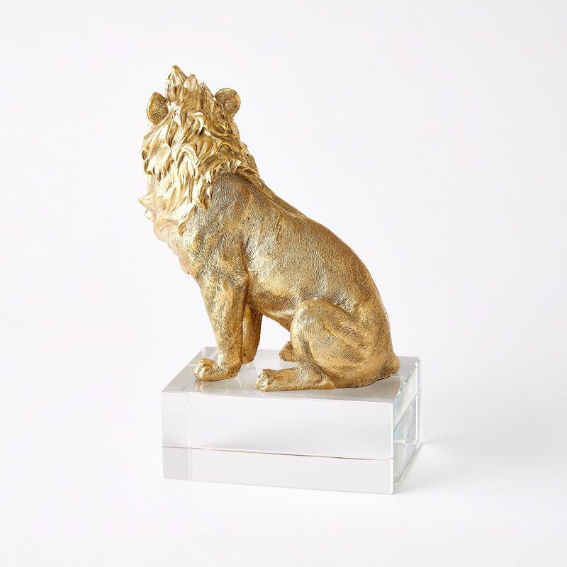 Lion Sculpture-Brass/Crystal