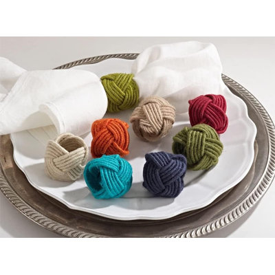 Rond de serviette en jute tressé classique, ensemble de 4