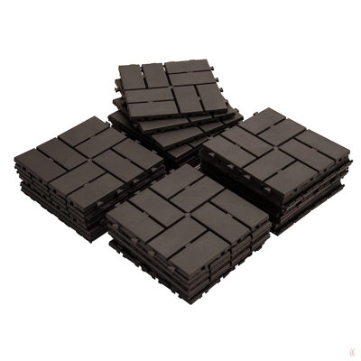 Patio Interlocking Deck Tiles, 12"X12" Square Composite Decking Tiles, Four Slat Plastic Outdoor Flooring Tile All Weather For Balcony Porch Backyard, (Pack Of 36)