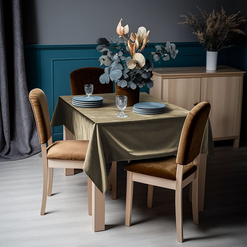 Luxury Matte Velvet Tablecloth, 27 Dark Chocolate, 140" L x 52" W