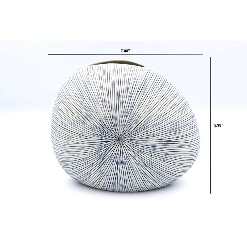 Baudilia Handmade Table Vase, 6" H x 7" W x 3.5" D, Blue