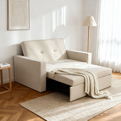 Bevers 2 Seater Linen Blend Sofa Bed