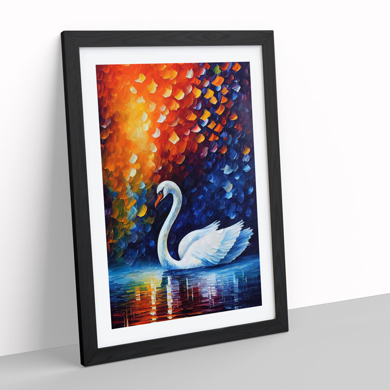 Swan Portrait - Single Picture Frame Print, Black Framed, 64cm H x 46cm W x 2cm D