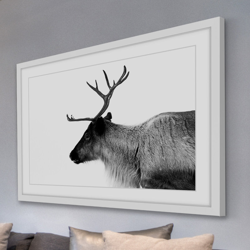 « antler profile », reproduction de photo sur papier encadrée, H 12 po x l 18 po x P 1,5 po, Cadre blanc