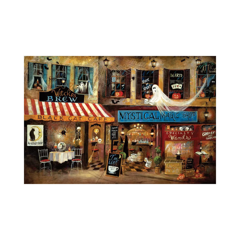 Mystical Magic Shop par Ruane Manning - reproduction d'art, H 26 po x l 40 po x P 1,5 po, Toile tendue, Aucun mat