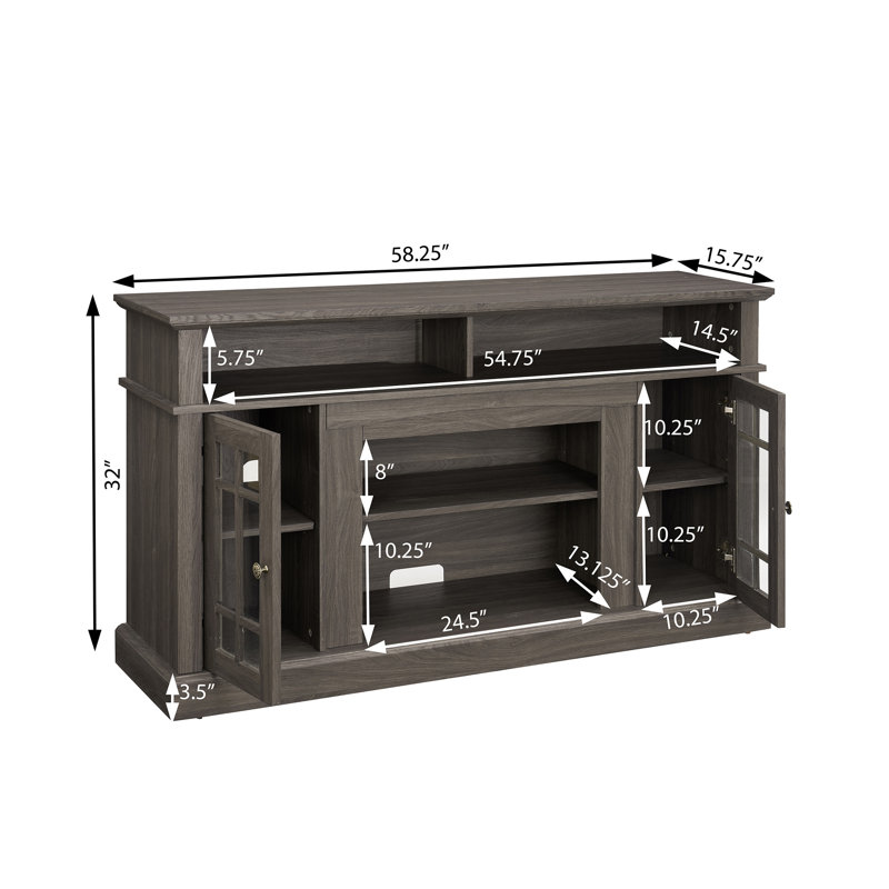 Crédence de rangement avec foyer Robena incluse, Gris