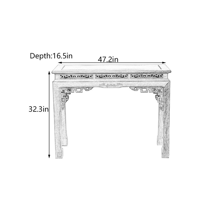 Solid Wenge  Wood Console Table, 32.3" H x 47.2" W x 16.5" D