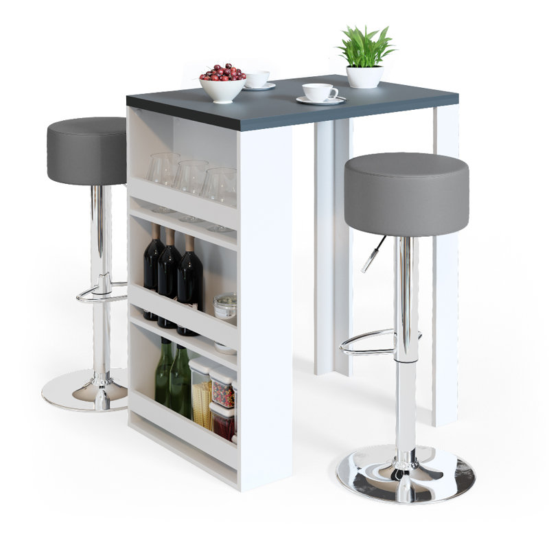 Katja 80cm Bar Set, White/Dark grey