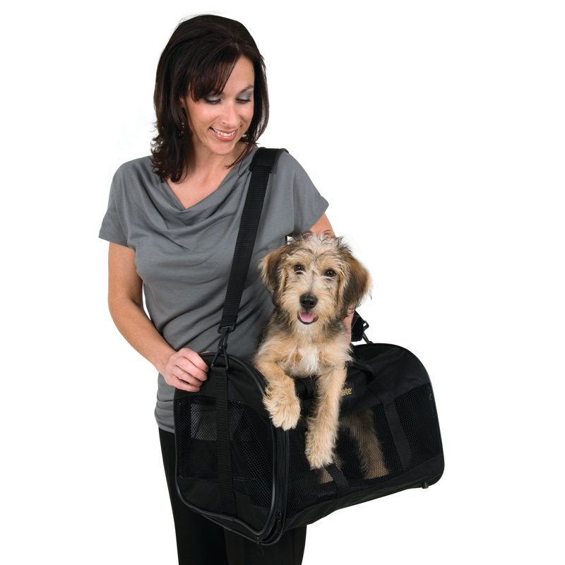 Porte-bébé chenil de cabine souple pour animaux, Noir, Grand (H 12 po x l 11,5 po x P 20 po)